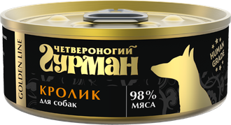 Консервы для собак Четвероногий гурман Золотая линия Кролик натуральный в желе 100 г