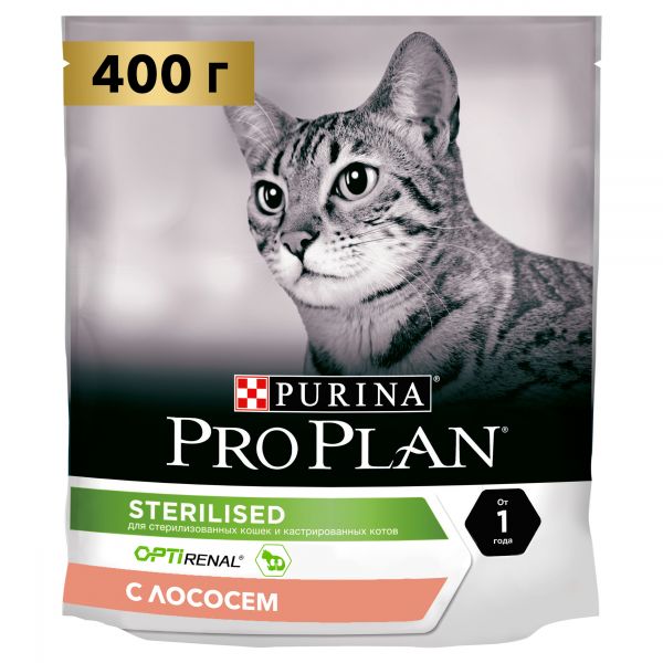 Сухой корм для стерилизованных кошек и кастрированных котов Pro Plan Sterilised OPTIRENAL Лосось 400 г