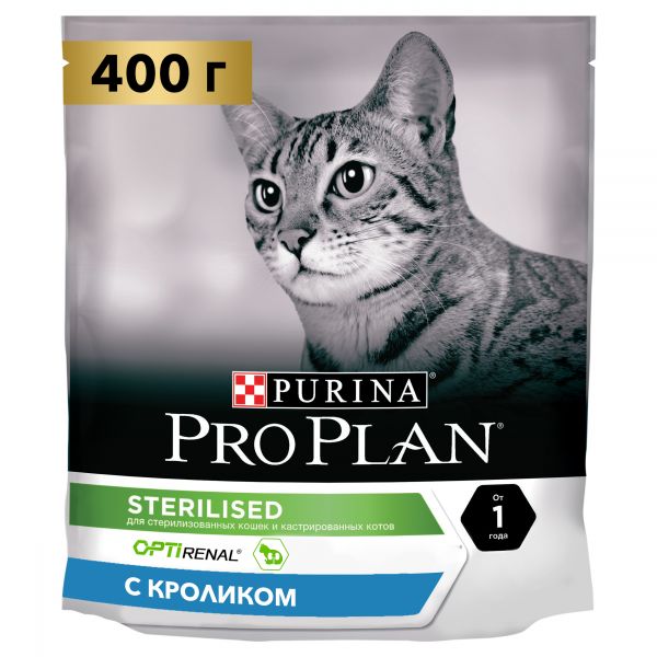 Сухой корм для стерилизованных кошек и кастрированных котов Pro Plan Sterilised OPTIRENAL Кролик 400 г