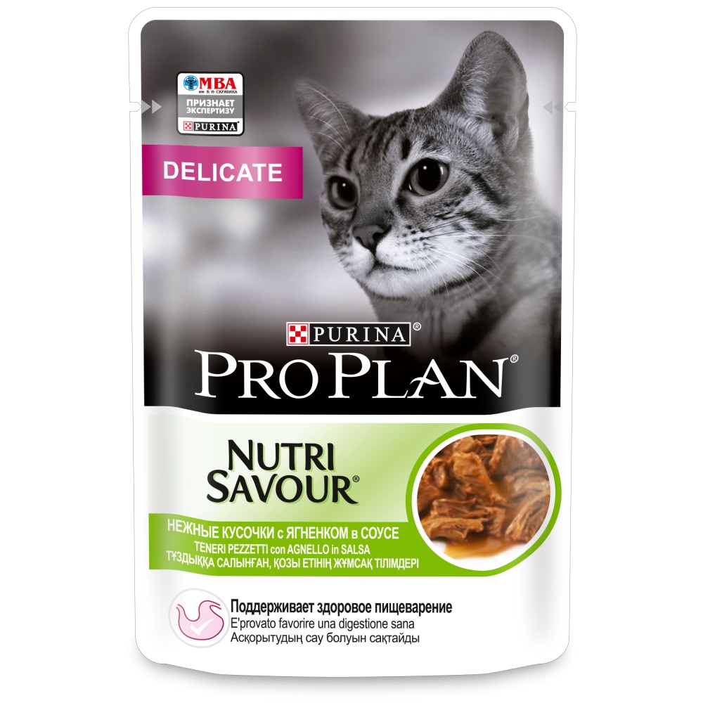 Пауч для кошек с чувствительным пищеварением Pro Plan Nutri Savour Delicate Ягненок в соусе 85 г