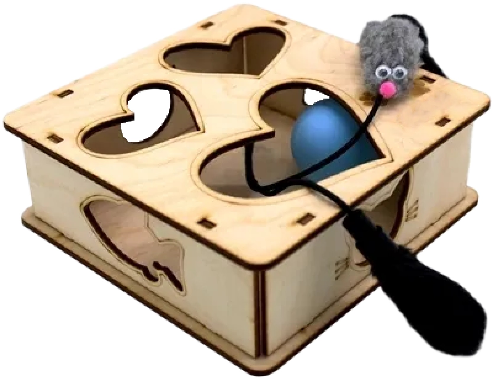 Игровая платформа для кошек Ecopet "Квадрат"-S с шариком и игрушкой 14,5х14,5х7,1 см