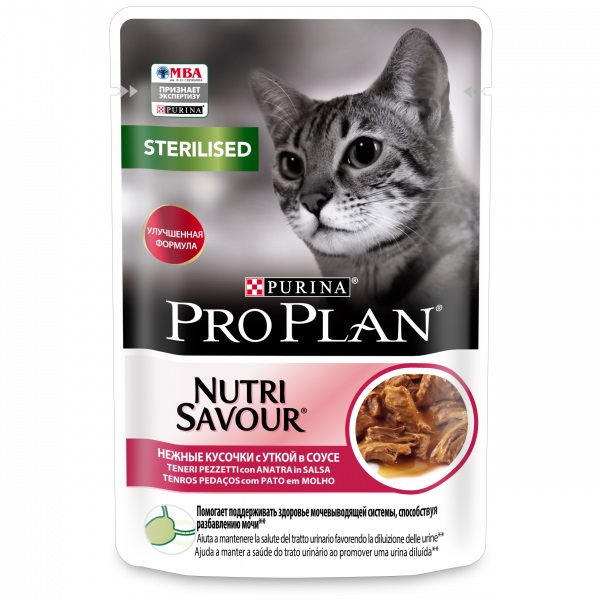 Консервы для стерилизованных кошек и кастрированных котов Pro Plan Nutri Savour Sterilised Утка 85 г