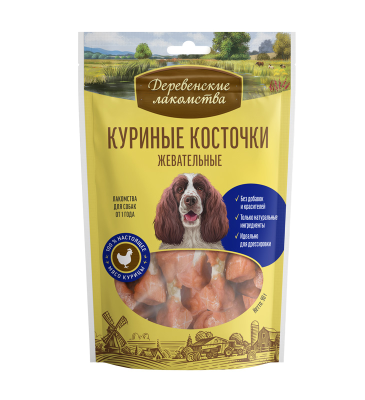Деревенские лакомства Куриные косточки жевательные для собак 90 г
